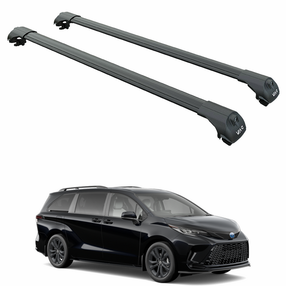 For Toyota Sienna (2021-2025) Roof Rack Cross Bars Raised Rail, Black