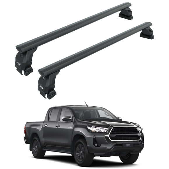 For Toyota Hilux 2015-2021 Roof Rack Cross Bars Normal Roof Alu Black