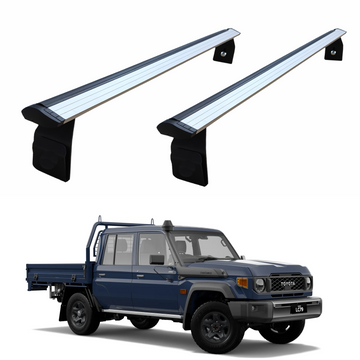 For Toyota Land Cruiser 70 Roof Rack Cross Bars 3qty Aluminum Rain Gutter Silver