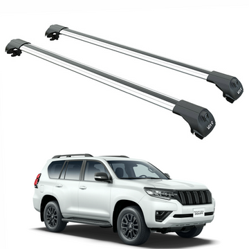 For Toyota Land Cruiser Prado j150 2009-2022 Roof Rack Cross Bars Raised Rail Silver