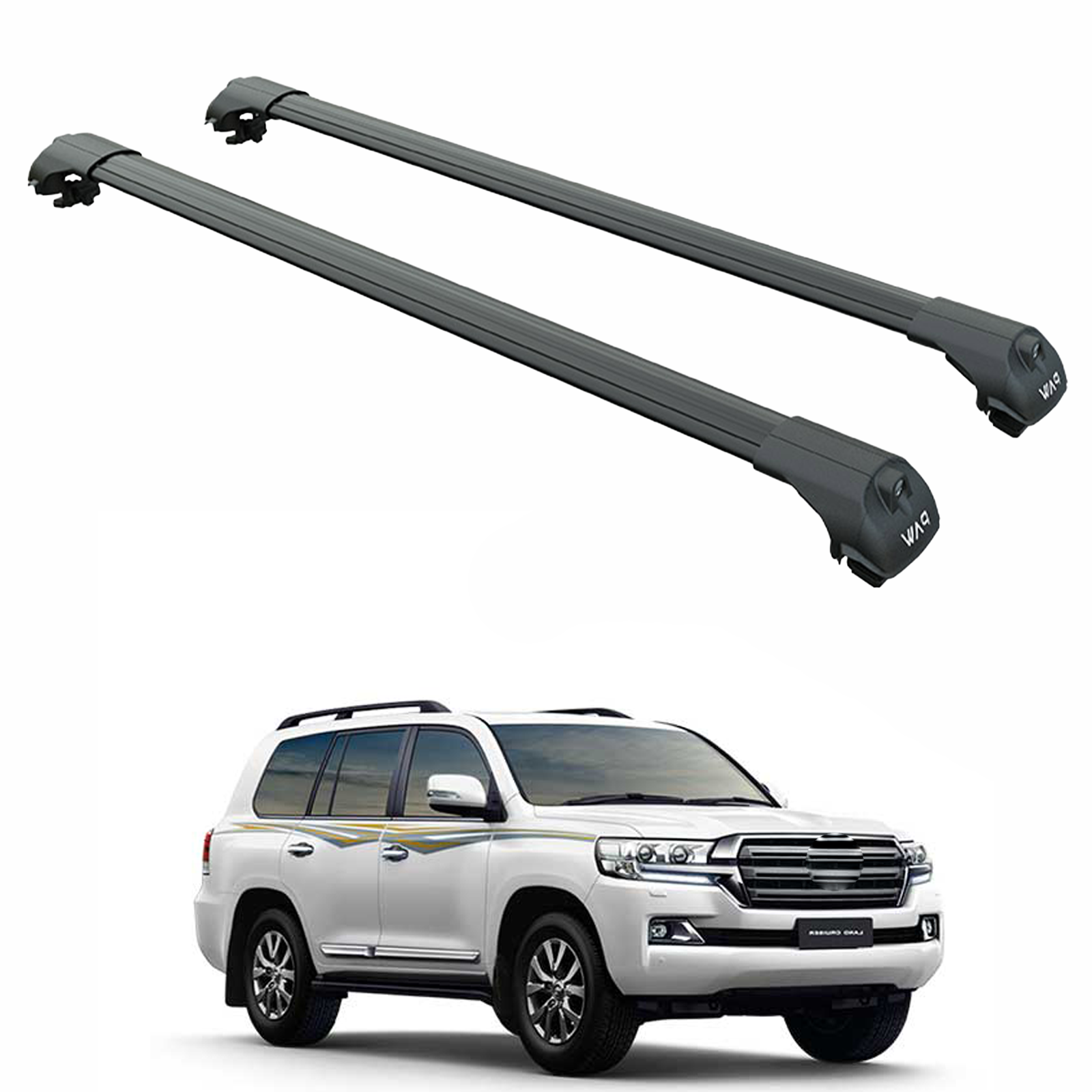 Für Toyota Land Cruiser 2008–21 Dachträger, Querträger, Metallhalterung, erhöhte Schiene, Alu, Schwarz