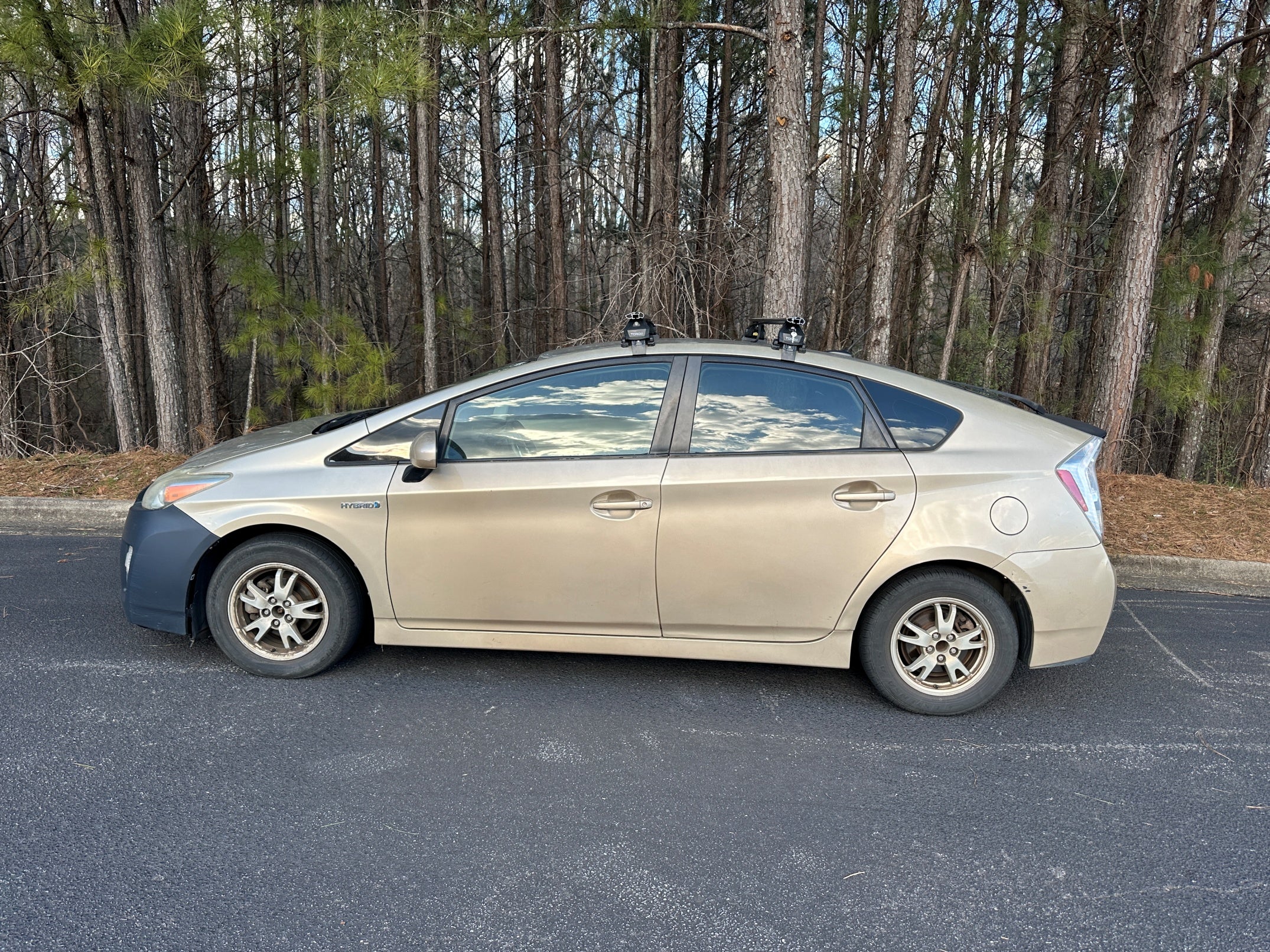 Für Toyota Prius 2009–12 Dachträger, Querträger, Metallhalterung, normales Dach, Alu, Schwarz