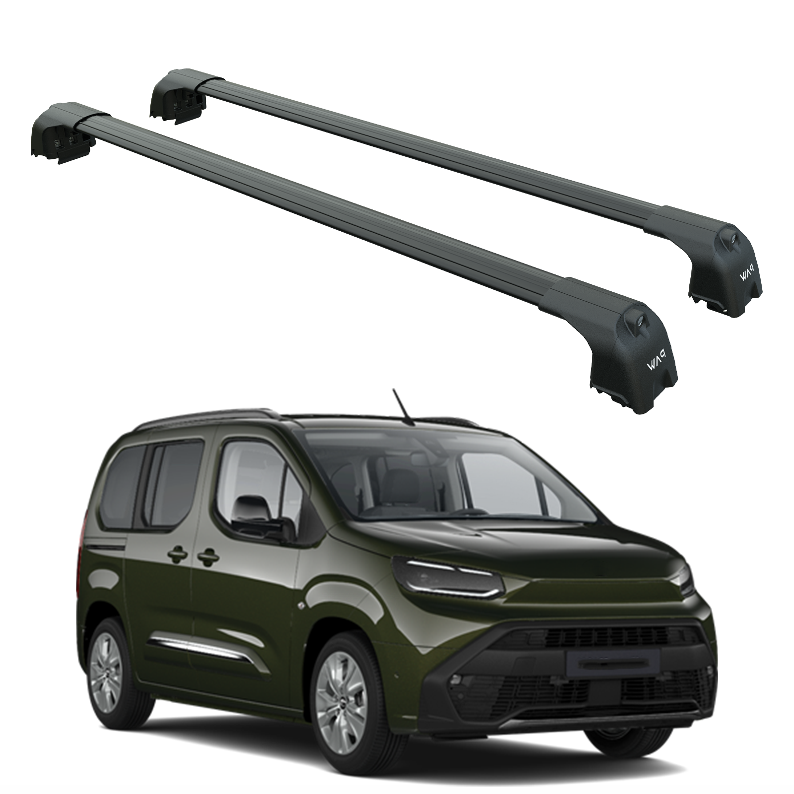 For Toyota ProAce City Verso 2024-2025 Roof Rack System, Aluminum Cross Bar, Flush Rail, Black