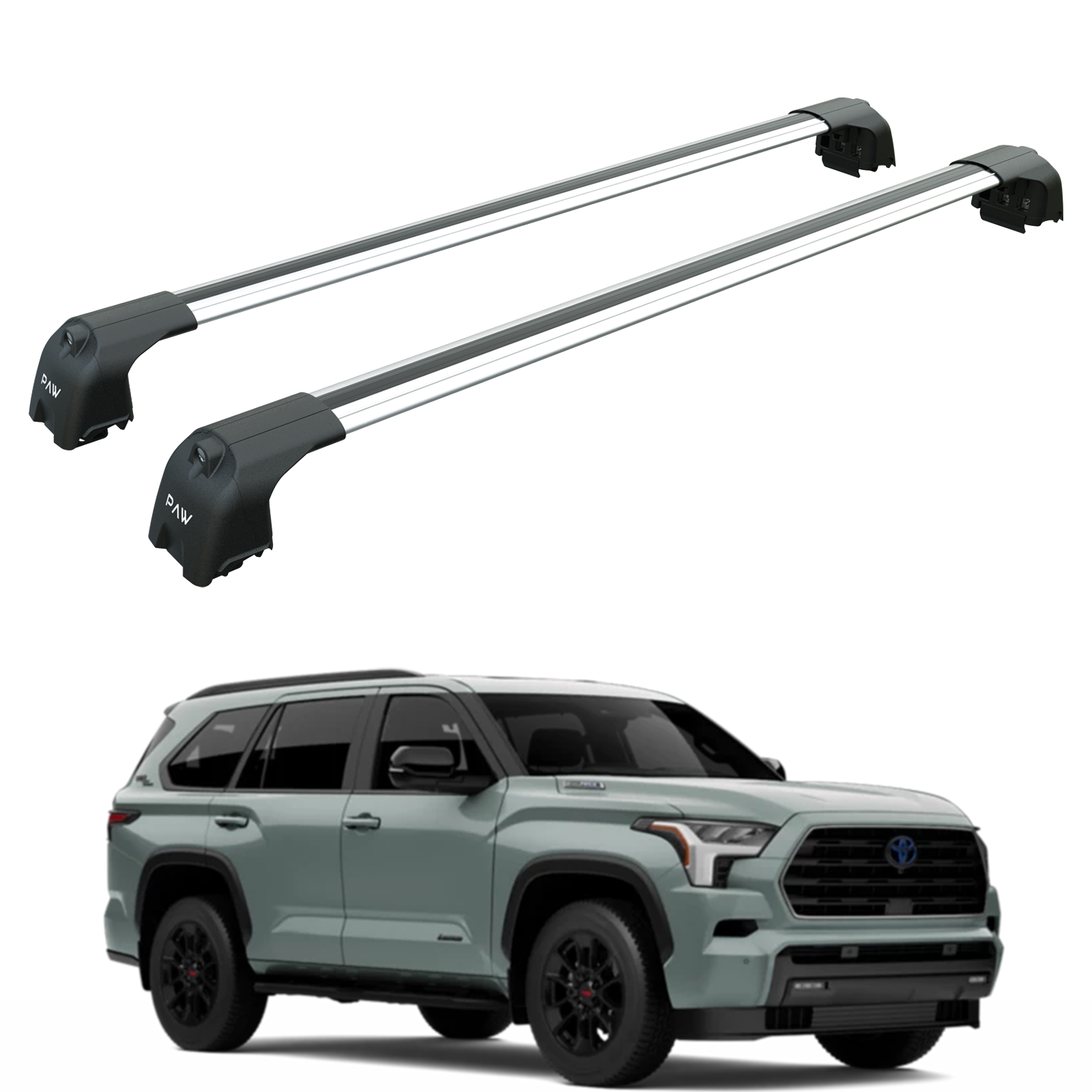 For Toyota Sequoia 2023-2025 Roof Rack System, Aluminium Cross Bar, Flush Rail, Silver