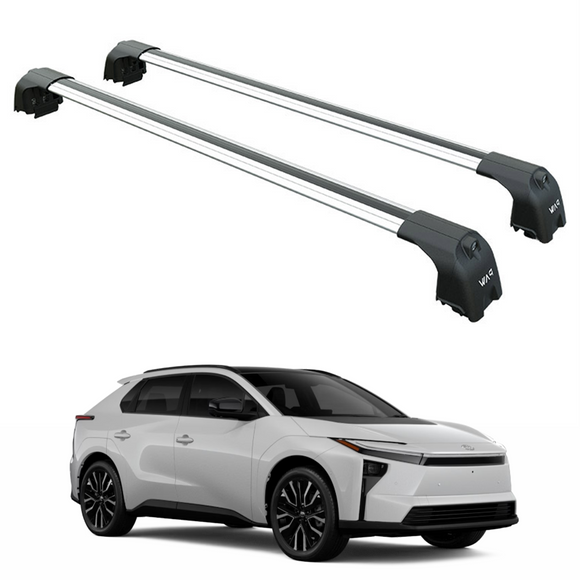 Kompatibel mit Subaru Soltera ab 2023. Abschließbarer Aluminium-Dachträger für Fahrzeuge mit Standarddach Toros Pro 2 Silber