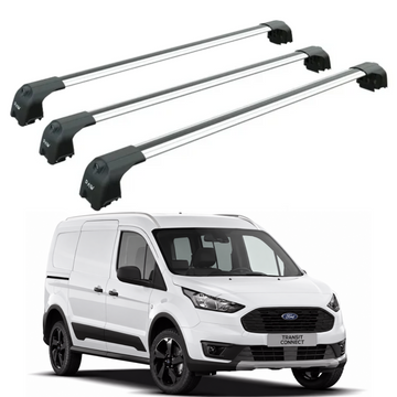 Für Ford Transit Connect 2013-Up Dachträgersystem, Aluminium-Querstange, Metallhalterung, abschließbar, Silber