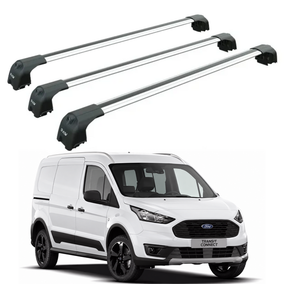 Für Ford Transit Connect 2013-Up Dachträgersystem, Aluminium-Querstange, Metallhalterung, abschließbar, Silber