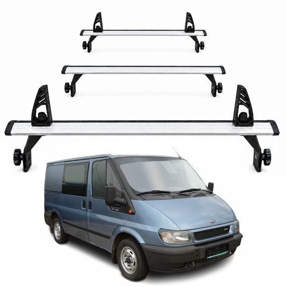 For Ford Transit (2000-2014) Roof Rack Carrier Cross Bars Aluminum, Silver 3 Qty