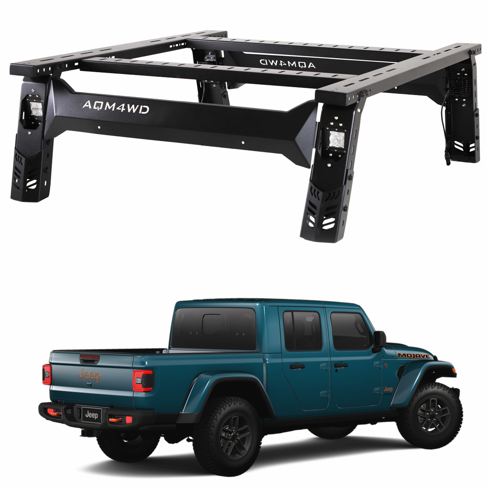 Truck Bed Rack Overland Rack Tent Rack Cargo Carrier Compatible with Jeep Gladiator 4D Overland Bed Rack 2020-2025 Black Steel