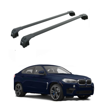 BMW X6 F16 2015-2019 black roof rack cross bars for flush rail vehicles