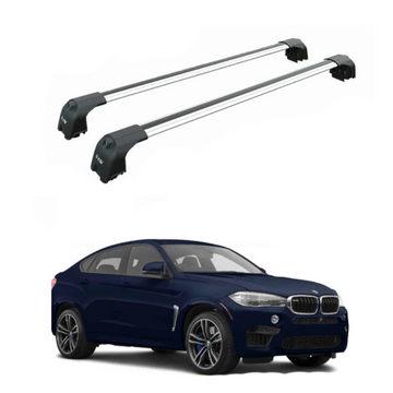 BMW X6 F16 2015-2019 silver roof rack cross bars for flush rail vehicles