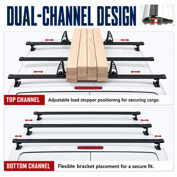 For Volkswagen ID. Buzz Ladder Roof Rack Carrier Cross Bars Aluminum, 3 Qty