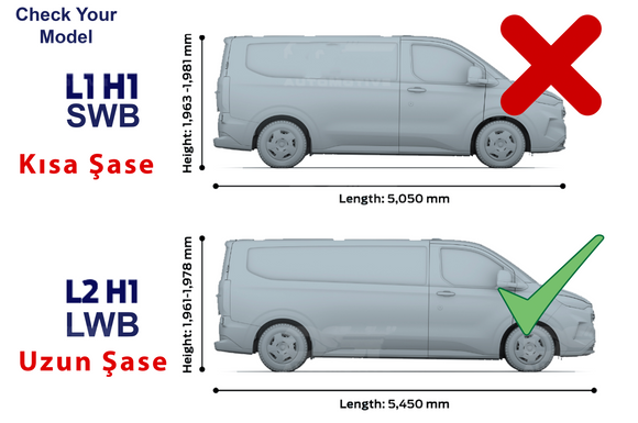 For Ford Transit Custom L2 (2023-2026) Roof Side Rails – Plus Model, Aluminum, Black