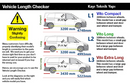 Vehicle Length Checker diagram for PAW Vito models with measurements and warnings.