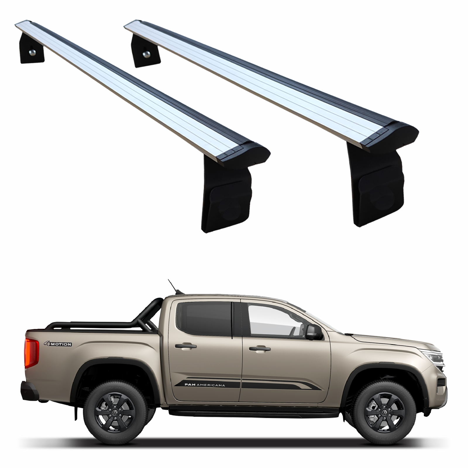 Heavy-Duty Bed Rack Carrier for Volkswagen Amarok Aventura (2020–2025) – Roll Bar Compatible, Aluminum, Grey