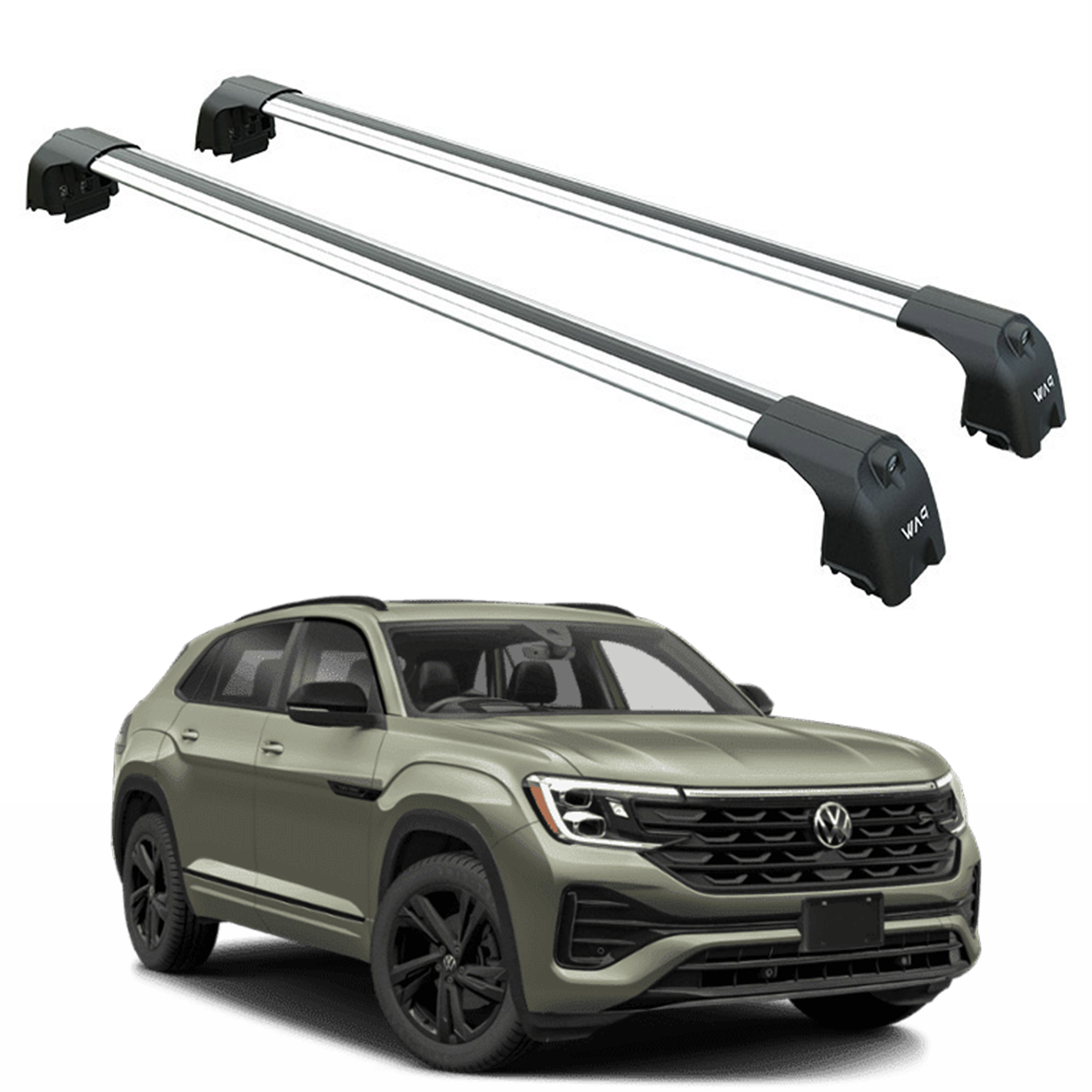 Für Volkswagen Atlas 2018-Up Dachträger Querstange Metallhalterung Erhöhte Schiene Alu Silber