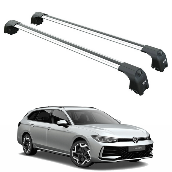 Für Volkswagen Passat Variant B8 2015-Up Dachträger Querstange Metallhalterung Flush Rail Alu Schwarz