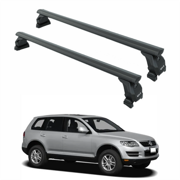 For Volkswagen Touareg (2002-2007) Roof Rack Cross Bar T-Track, Black