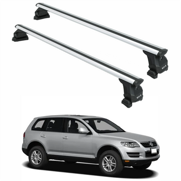 For Volkswagen Touareg (2002-2007) Roof Rack Cross Bar T-Track, Silver