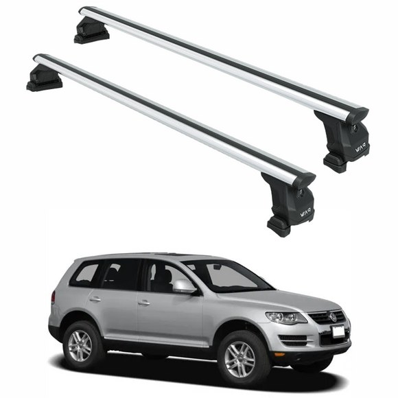 For Volkswagen Touareg (2002-2007) Roof Rack Cross Bar T-Track, Silver
