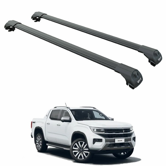 Für Volkswagen Amarok 2010-Up Dachträger Querstange Metallhalterung Erhöhte Schiene Alu Schwarz 