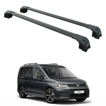 For Volkswagen Caddy V 2020-2025 Aluminium Cross Bar Raised Rail Black