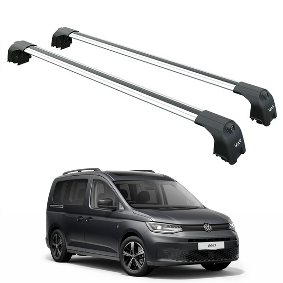For Volkswagen Caddy Maxi V 2020-2025 Aluminium Cross Bar Raised Rail Silver