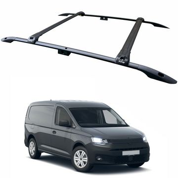 For Volkswagen Caddy V 2020-2025 Roof Rails and Roof Rack Cross Bars Plus Black