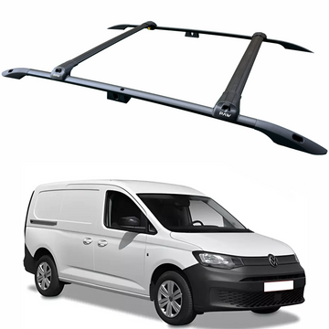 For Volkswagen Caddy V Maxi 2020-2025 Roof Rails and Roof Rack Cross Bars Plus Black