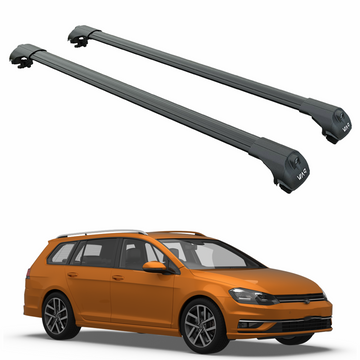 Für Volkswagen Golf Alltrack 2015–20 Dachträger, Querträger, Metallhalterung, erhöhte Schiene, Alu, Schwarz