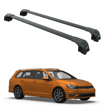 For Volkswagen Golf Alltrack 2014-2020 Roof Rack Cross Bar Raised Rail Pro 2 Black