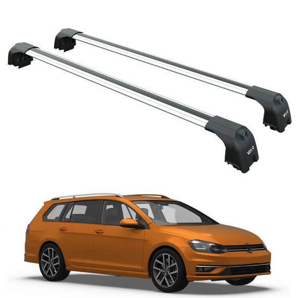 For Volkswagen Golf Alltrack 2014-2020 Roof Rack Cross Bar Raised Rail Pro 2 Silver