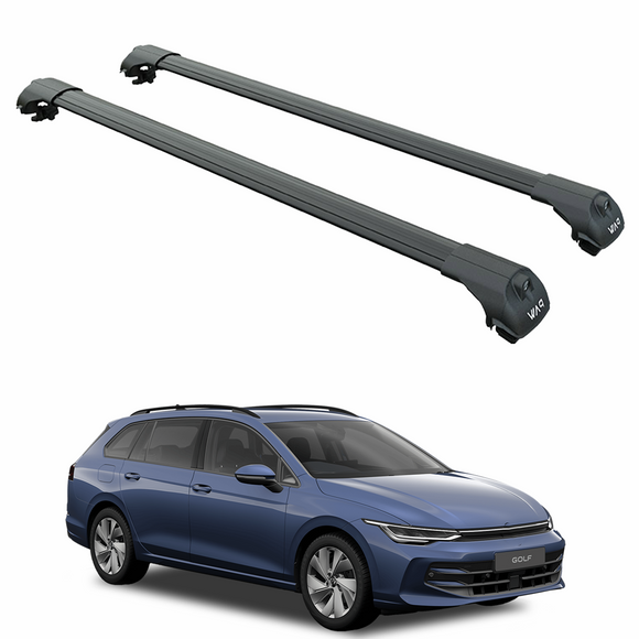 For Volkswagen Golf Alltrack 2020-2025 Roof Rack Cross Bar Raised Rail Black