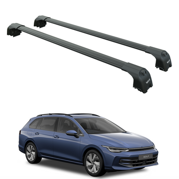 For Volkswagen Golf Alltrack 2020-2025 Roof Rack Cross Bar Raised Rail Pro 2 Black