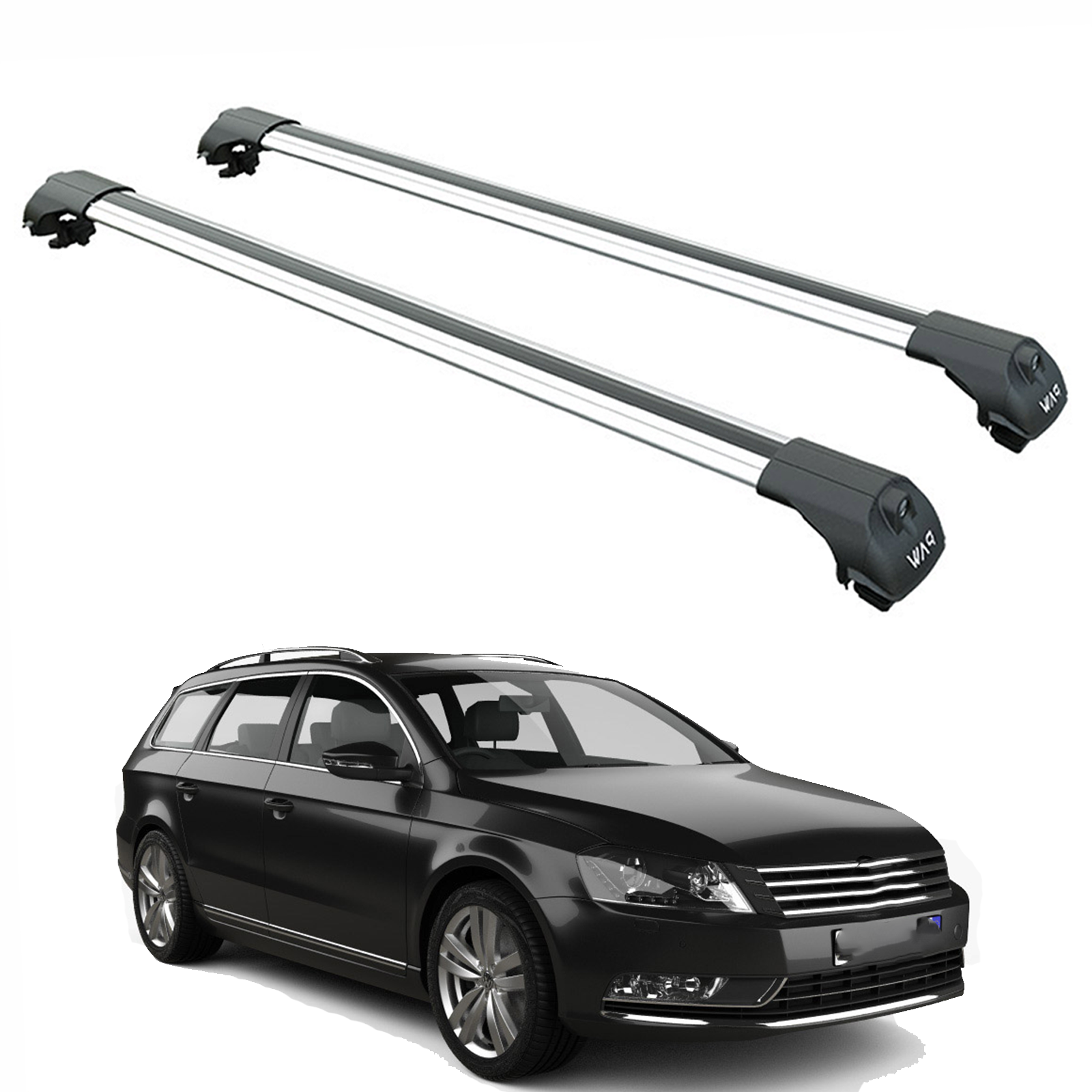 Für Volkswagen Passat Alltrack B7 2012–16 Dachträger, Querträger, Metallhalterung, erhöhte Schiene, Alu, Silber