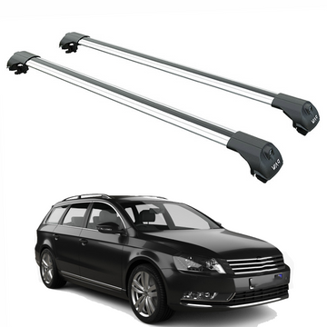 For Volkswagen Passat Variant B7 2011-2015 Roof Rack Cross Bar Raised Rail Alu Silver