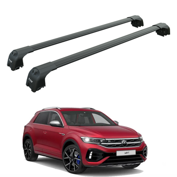 For Volkswagen T-Roc 2017-2025 Roof Rack Cross Bar Raised Rail Alu Black