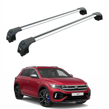 For Volkswagen T-Roc 2017-2025 Roof Rack Cross Bar Raised Rail Alu Silver