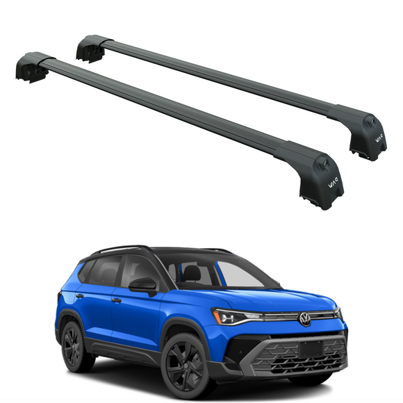 For Volkswagen Taos Roof Rack Cross Bar Raised Rail, Black