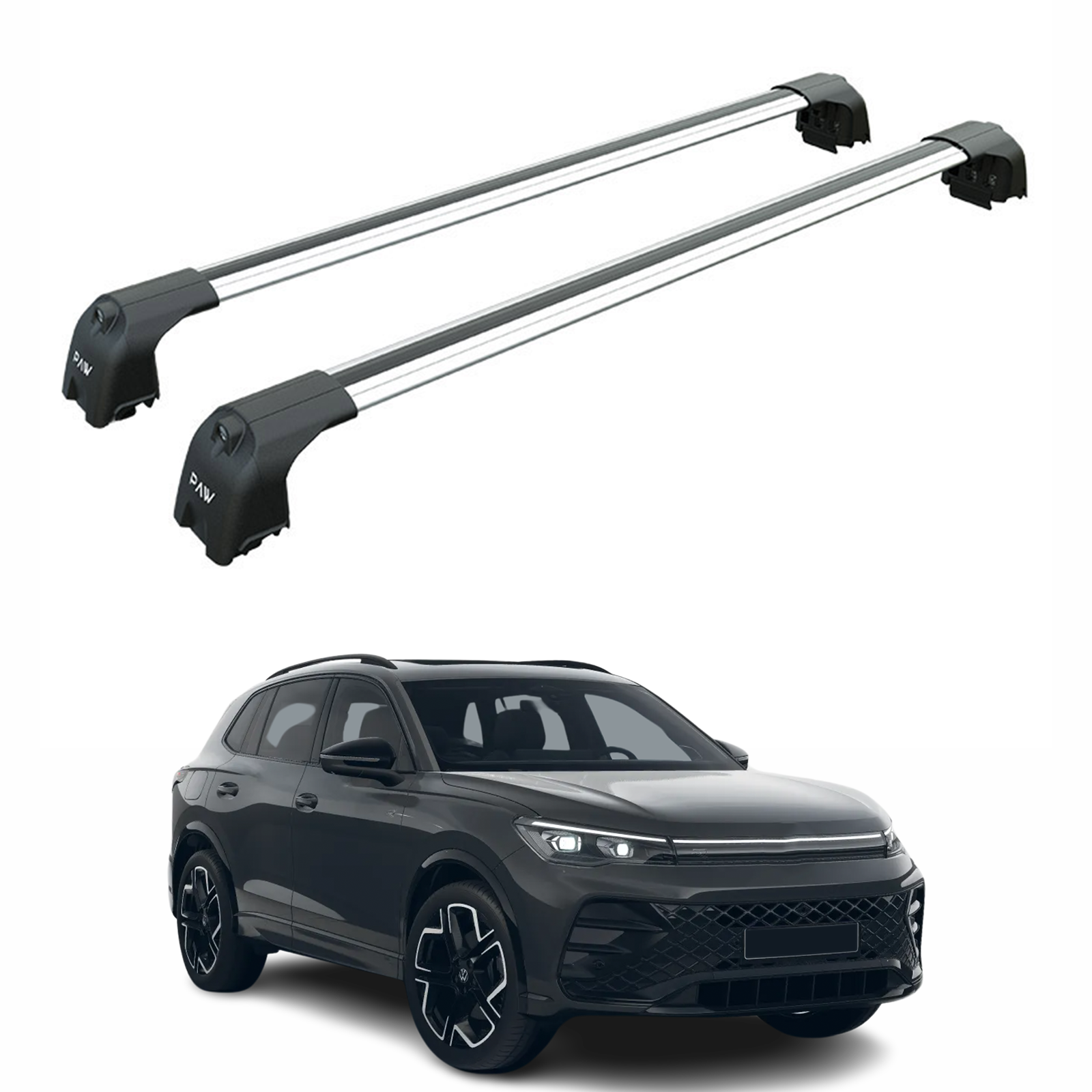 For Volkswagen Tiguan 2024-2025 Roof Rack Cross Bar Raised Rail Silver