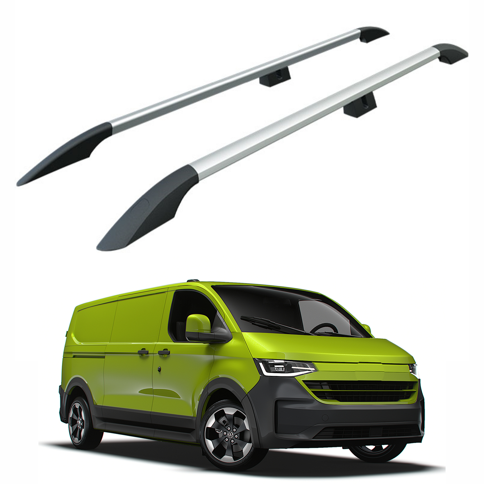 For Volkswagen Transporter T7 LWB 2025-2026 Roof Side Rails – Plus Model, Aluminum Silver