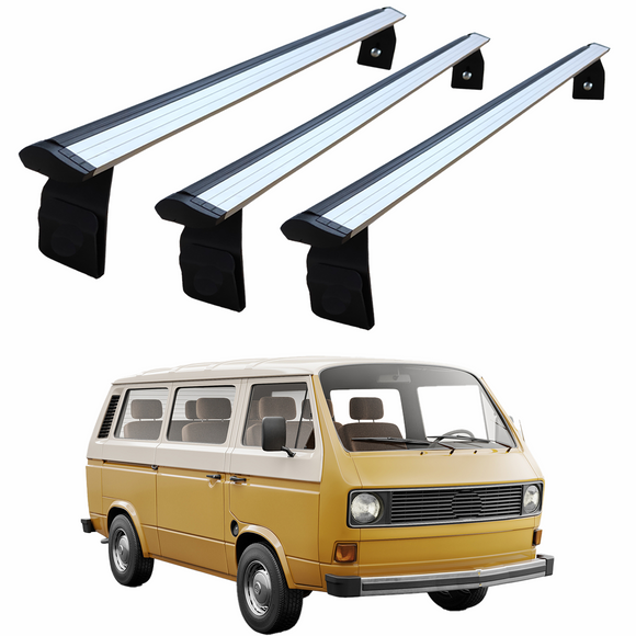 For Volkswagen Transporter T3 1980-1990 Roof Rack Cross Bars Rain Gutters Silver 3 QTY