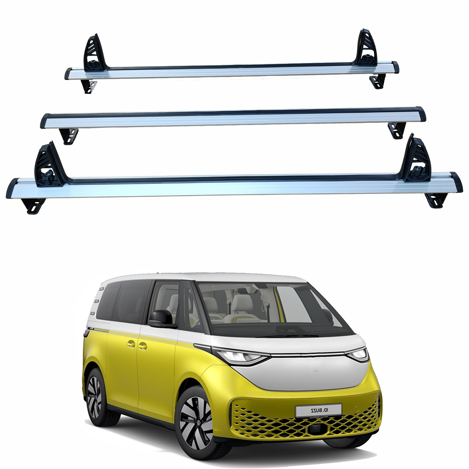 For Volkswagen ID. Buzz Ladder Roof Rack Carrier Cross Bars Aluminum, 3 Qty