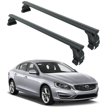 Für Volvo S60 2010–13 Dachträger, Querträger, Metallhalterung, normales Dach, Alu, Schwarz
