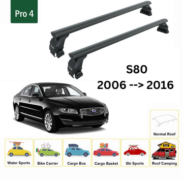 For Volvo S80 2006-2016 Roof Rack Cross Bar Normal Roof Alu Black - 0