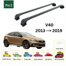 Für Volvo V40 2013–19 Dachträger, Querträger, Metallhalterung, bündige Schiene, Alu, Schwarz-2