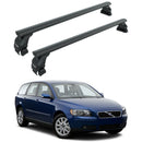 Für Volvo V50 2004–12 Dachträger, Querträger, Metallhalterung, erhöhte Schiene, Alu, Schwarz-1
