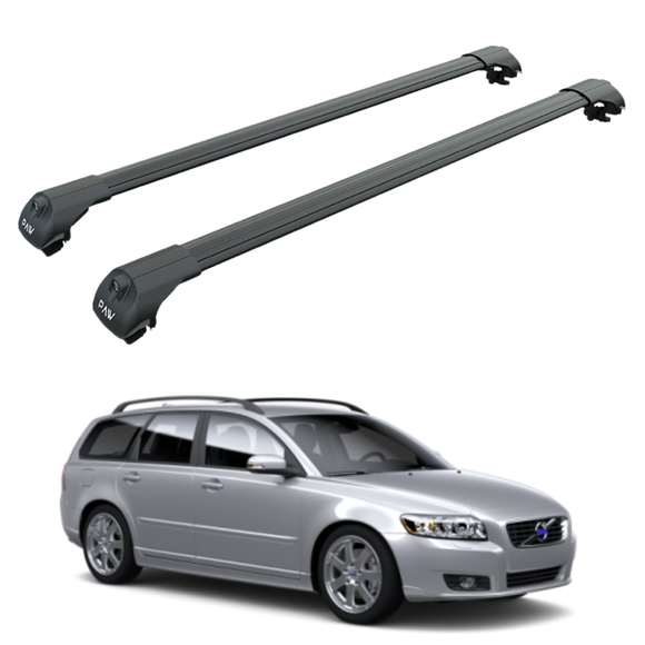 For Volvo V50 2004-2012 Roof Rack Cross Bar Raised Rail Black