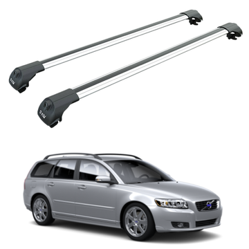 For Volvo V50 2004-2012 Roof Rack Cross Bar Raised Rail Silver