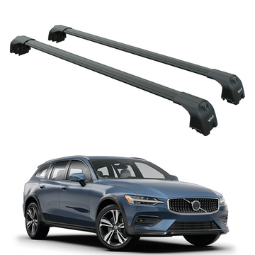 Für Volvo V60 Cross Country ab 2018, Dachträger, Querstange, Metallhalterung, bündige Schiene, Schwarz